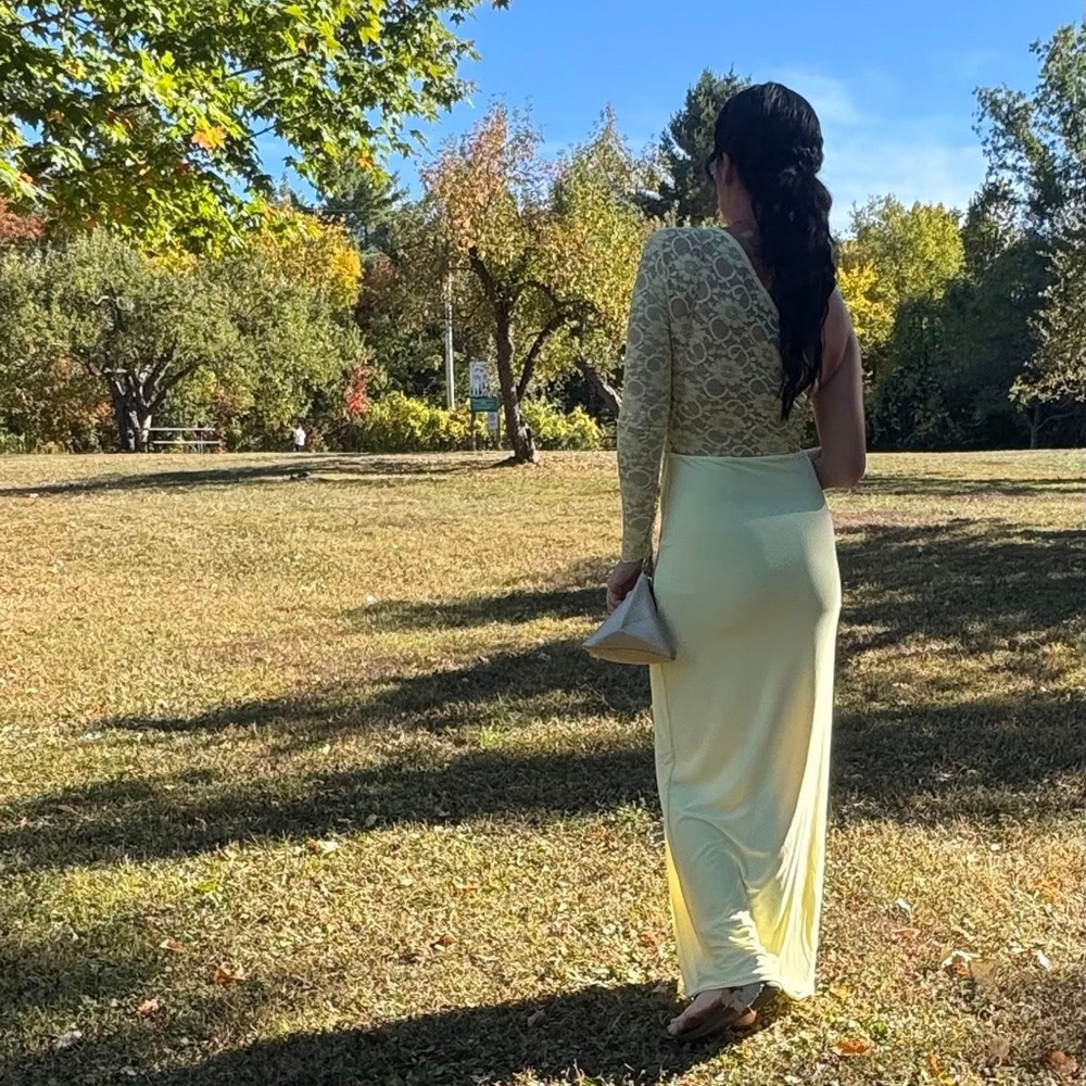 Club L London One Shoulder Yellow Lace Dress